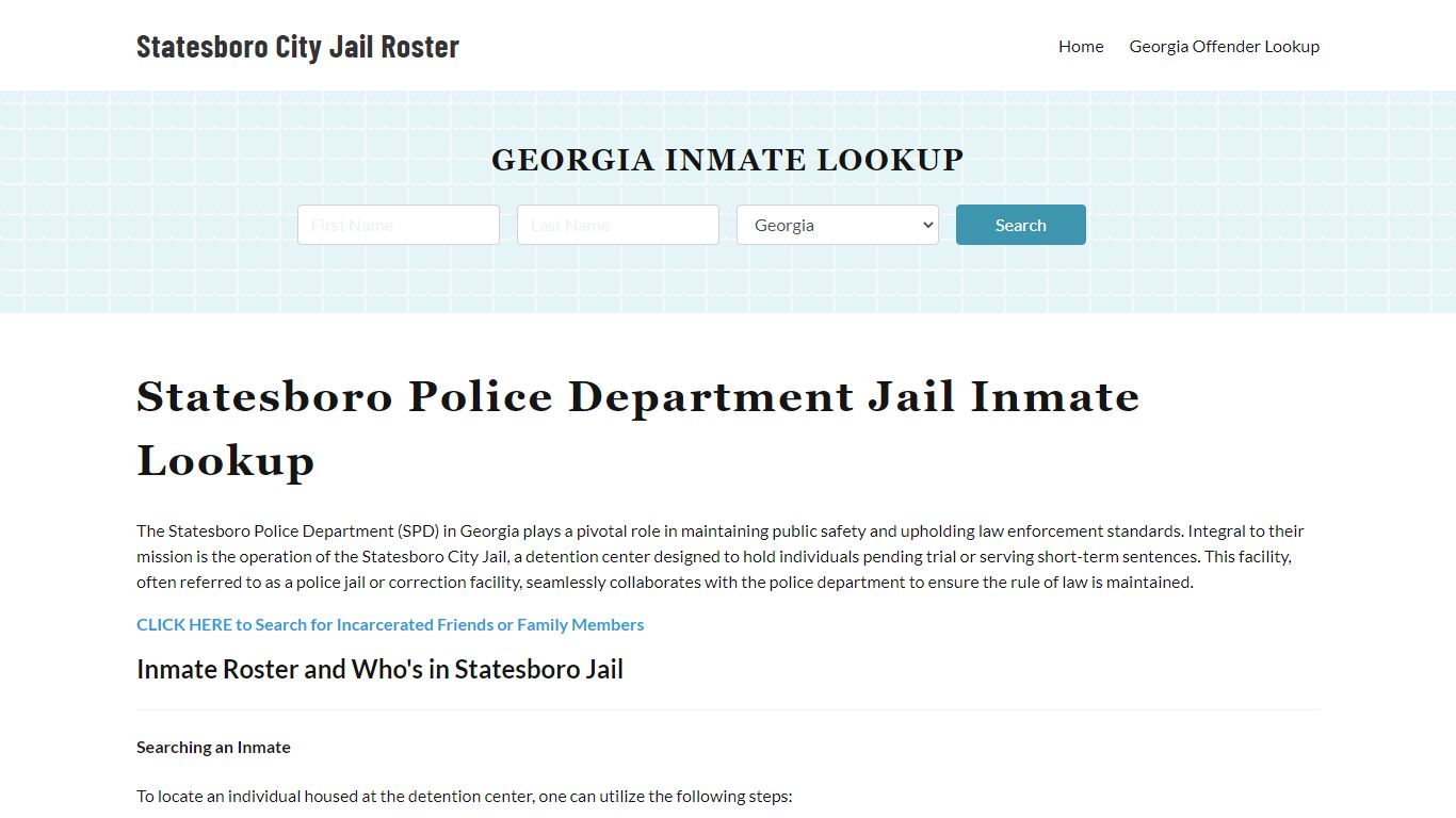 Statesboro Police Department & City Jail, GA Inmate Roster, Arrests ...